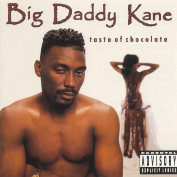 Album cover for Big Daddy Kane's 1990 release, Taste of Chocolate, featuring a close-up, dramatic portrait of the rapper with a high-top fade, emphasizing his "ladies' man" aesthetic.